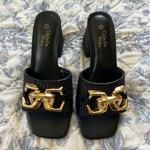 Black Heels Gold Detail